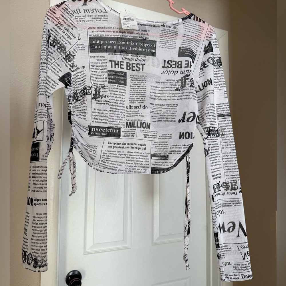 Sheer Newspaper Print Top - Windsor (New with Tag)